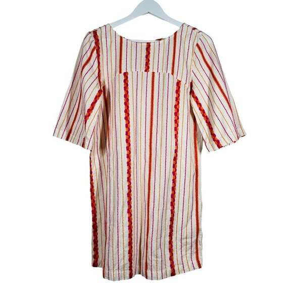 Lou & Grey Tunic Dress Size XS Embroidered Colorful Striped 3/4 Sleeve Short - Picture 10 of 16